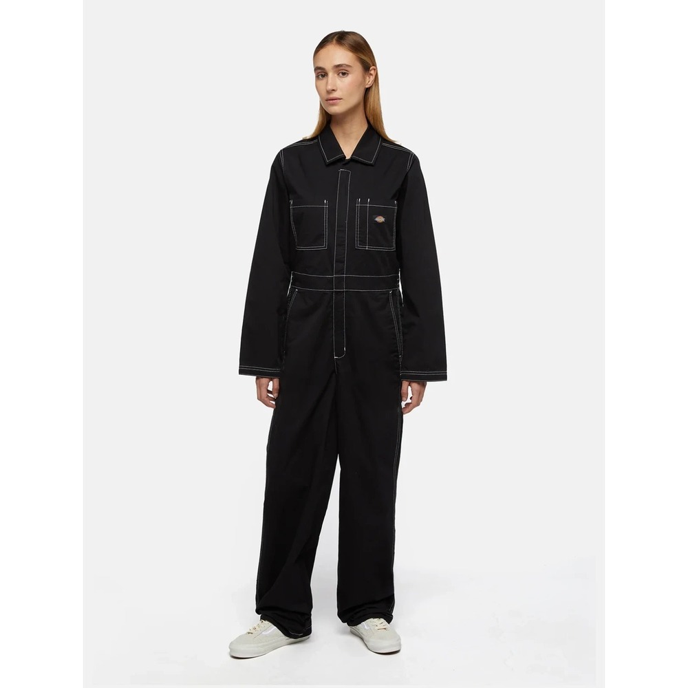 Dickies‎ Twill Coverall Jumpsuit Womens Medium Black Long Sleeve Sun Prarire